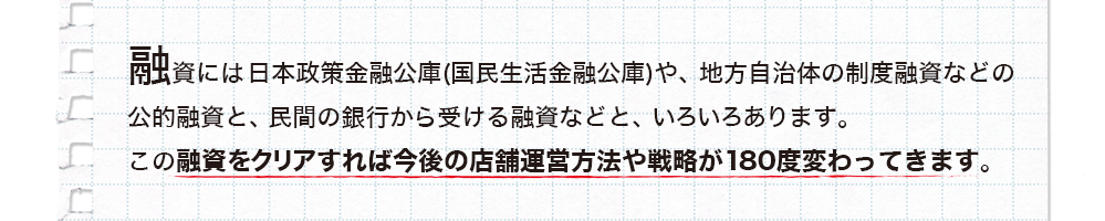 融資をクリアすれば今後の店舗運営方法や戦略が180度変わってきます